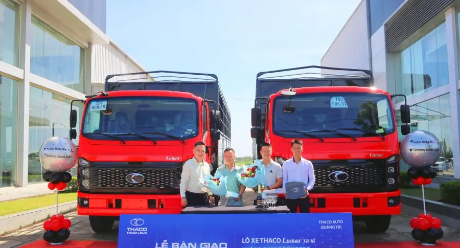 THACO AUTO QUẢNG TRỊ BÀN GIAO LÔ 02 XE TẢI LINKER T2-16 CHO NHÀ XE QUANG DŨNG TQĐ
