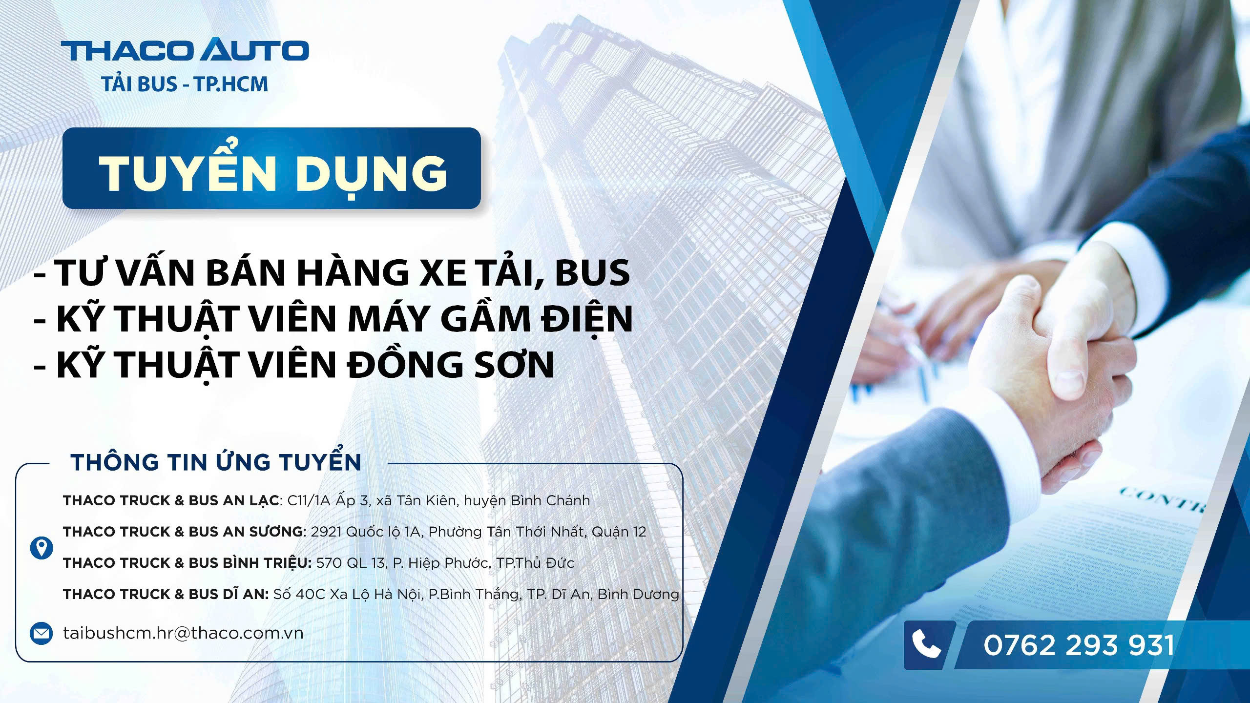 THACO AUTO Tải Bus- TP.HCM tuyển dụng nhân sự