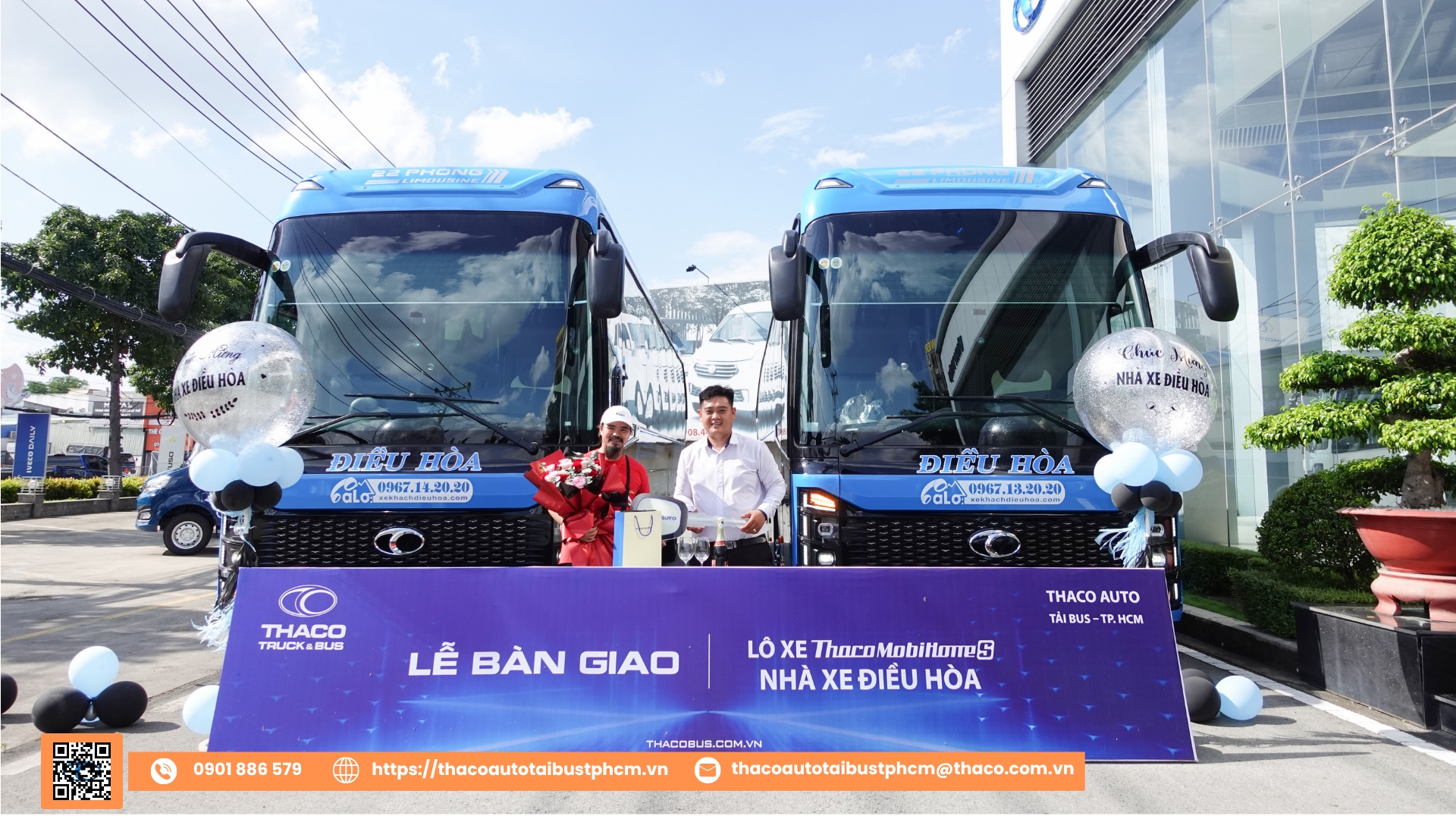 THACO AUTO Tải Bus - TP.HCM bàn giao 02 xe THACO MOBIHOME S cho Nhà Xe Điều Hòa - Gắn kết hợp tác, nâng tầm dịch vụ