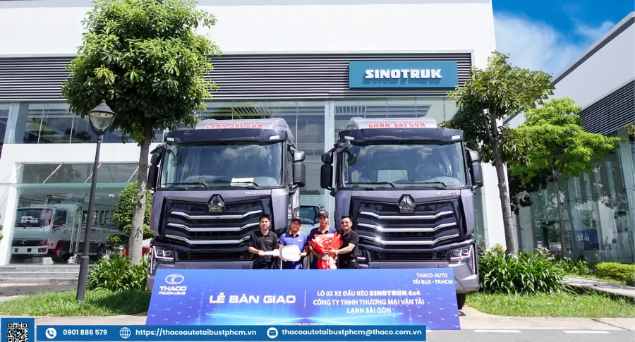 THACO AUTO Tải Bus - TP.HCM bàn giao 2 xe đầu kéo SINOTRUK 6x4 cho Công Ty TNHH Thương Mại Vận Tải Lạnh Sài Gòn