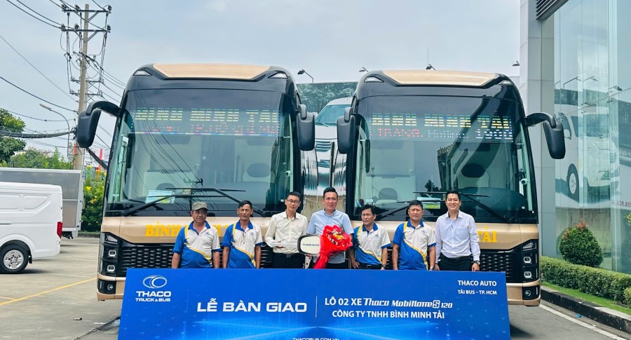 THACO AUTO Tải Bus - TP.HCM bàn giao lô 02 xe THACO MobihomeS 120 (22 Phòng – VIP có WC) cho Công Ty TNHH Bình Minh Tải
