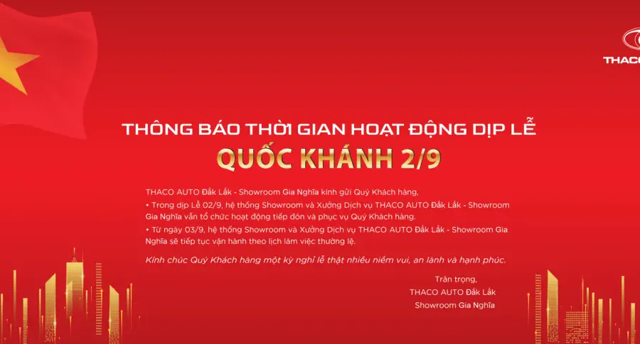 THÔNG BÁO THỜI GIAN HOẠT ĐỘNG DỊP LỄ QUỐC KHÁNH 02/9