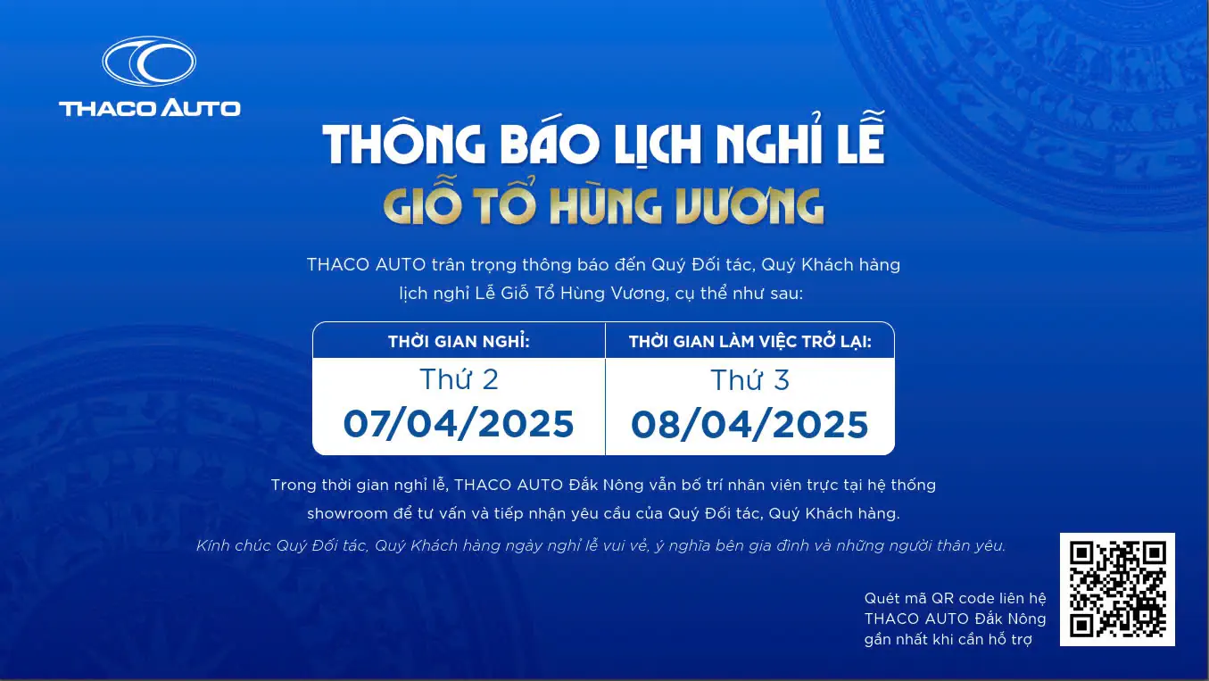 THÔNG BÁO LỊCH NGHỈ LỄ - GIỖ TỔ HÙNG VƯƠNG