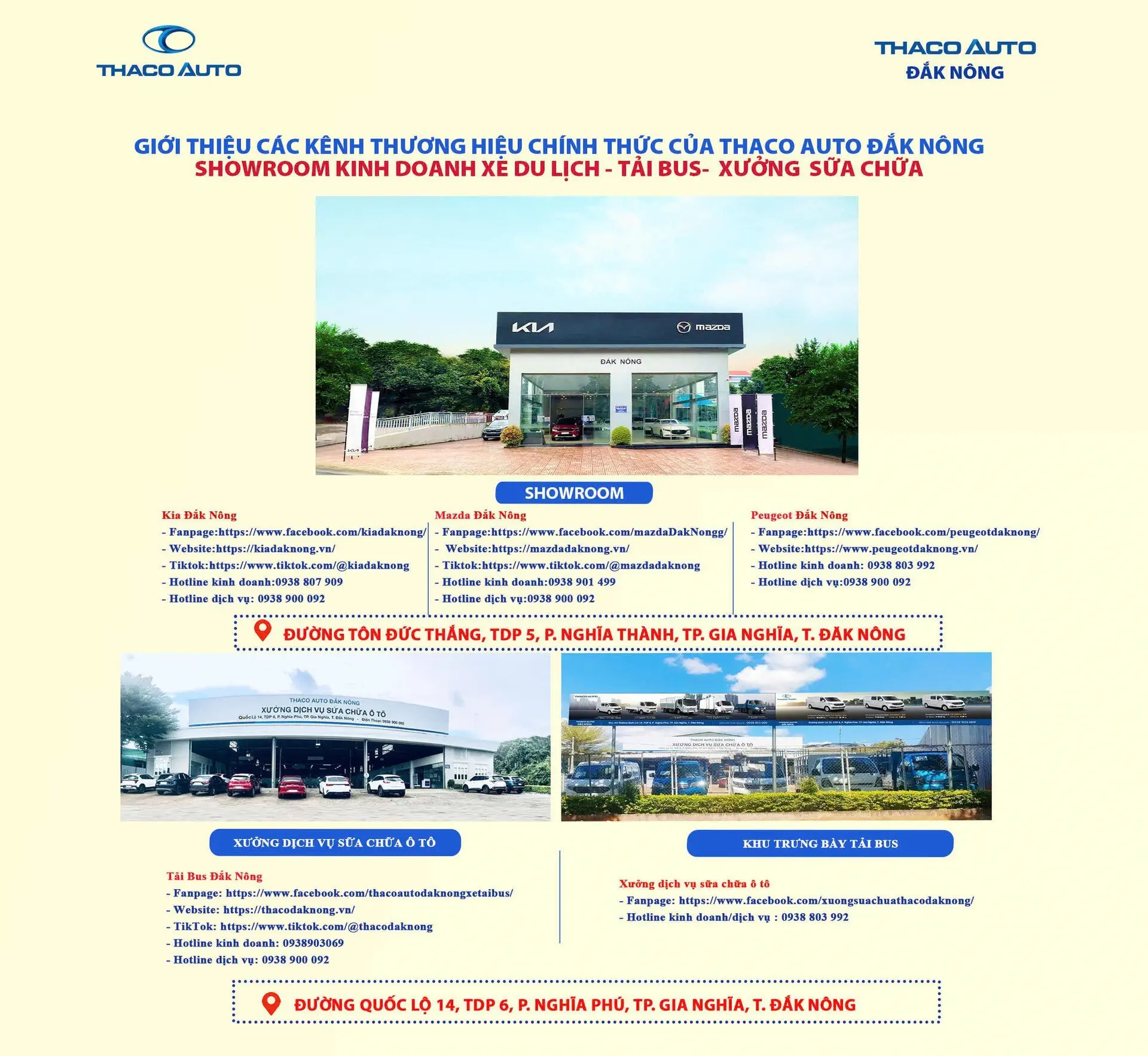 GIỚI THIỆU CÁC KÊNH TRUYỀN THÔNG CHÍNH THỨC CỦA THACO AUTO ĐẮK NÔNG