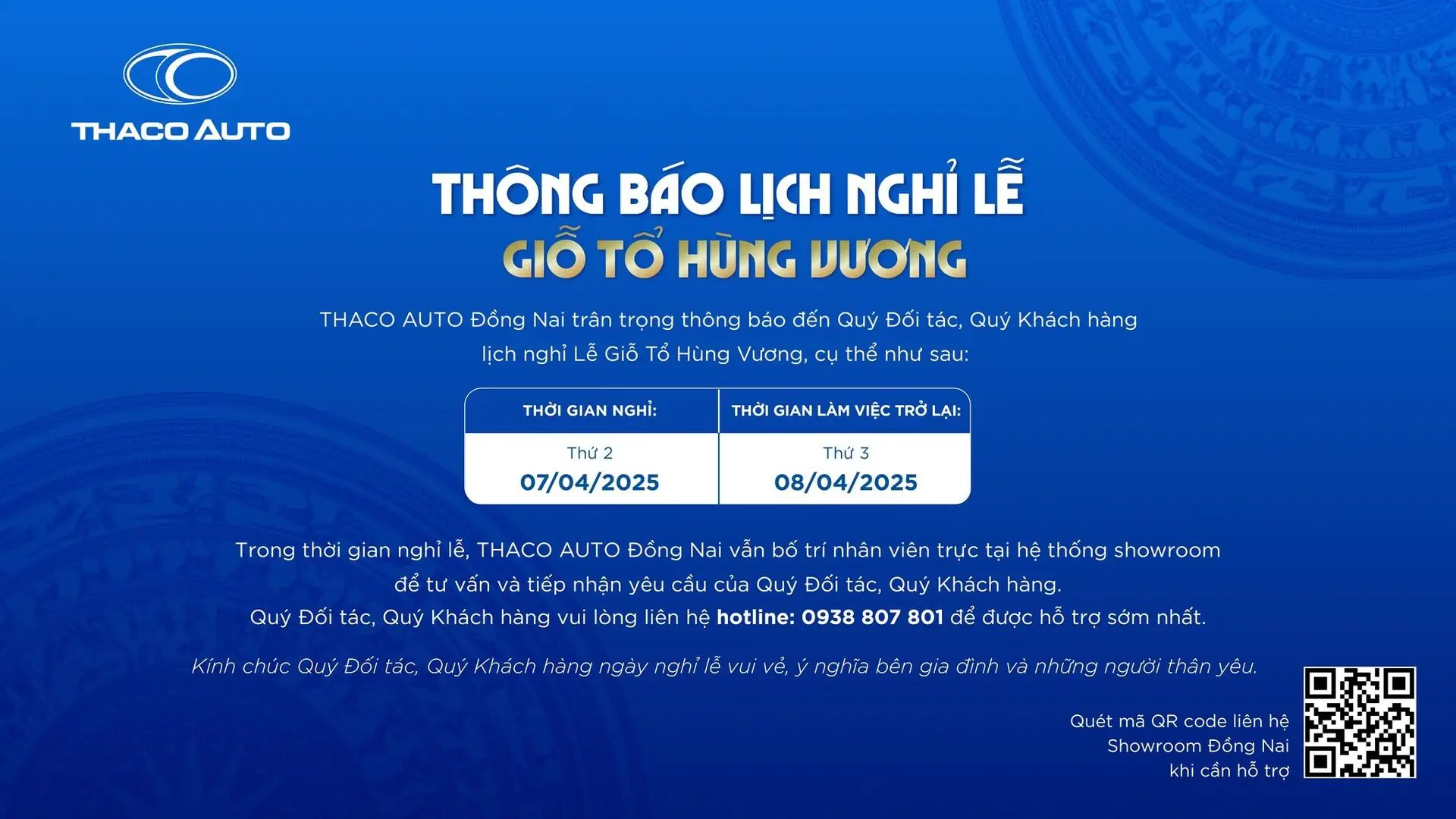 Thông báo lịch nghỉ Lễ Giỗ Tổ Hùng Vương