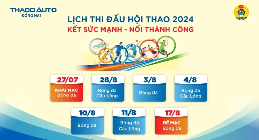 Lịch thi đấu Hội thao “Kết sức mạnh - Nối thành công” năm 2024 tại THACO AUTO Đồng Nai