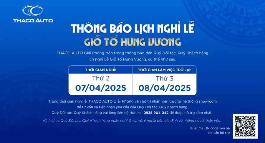 THÔNG BÁO NGHỈ LỄ GIỖ TỔ HÙNG VƯƠNG NGÀY 07/04/25 ( 10/03 AL)