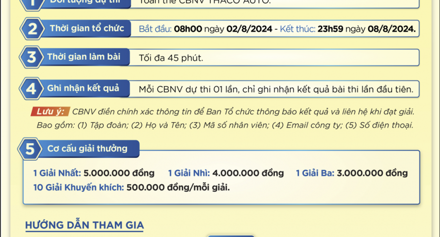Tham gia Cuộc thi trực tuyến “THACO – Phát triển cùng đất nước”