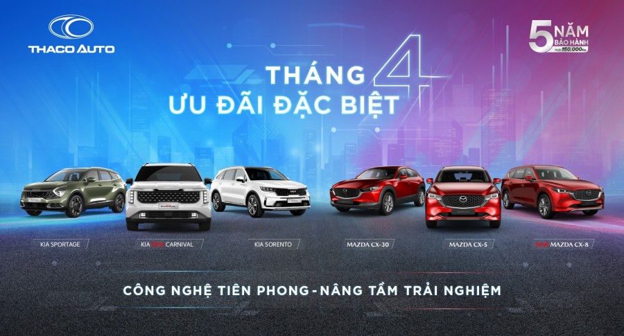 MỪNG LỄ 30/4 & 01/05 - THACO AUTO ƯU ĐÃI ĐẶC BIỆT DÀNH CHO KHÁCH HÀNG MUA XE KIA & MAZDA