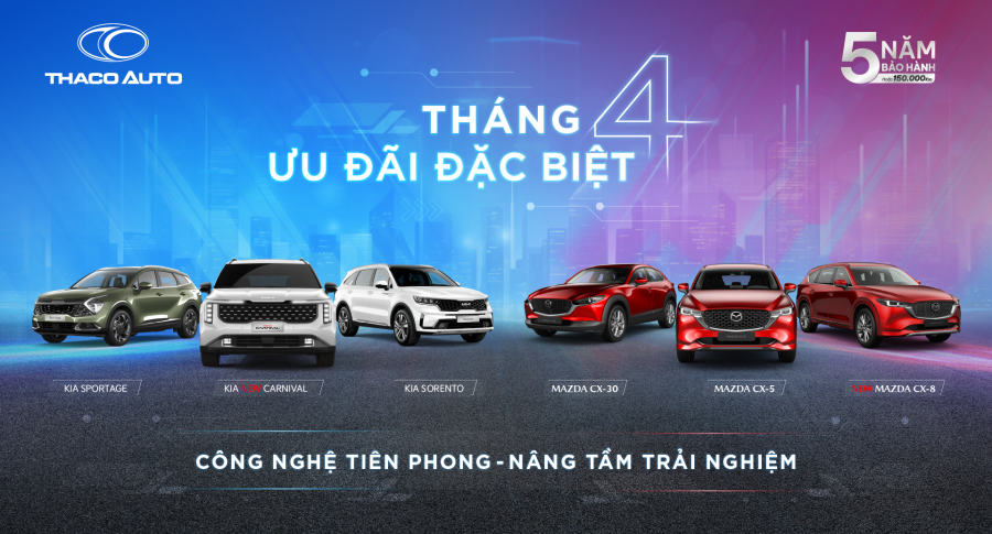 THACO AUTO TRI ÂN KHÁCH HÀNG VỚI ƯU ĐÃI ĐẶC BIỆT DỊP 30/4 & 01/05