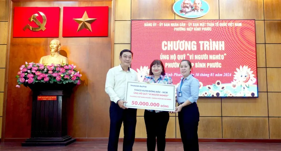 THACO AUTO Đông Bắc - TP.HCM đồng hành cùng quỹ "Vì người nghèo" tại địa phương nhân dịp Tết Nguyên đán 2024