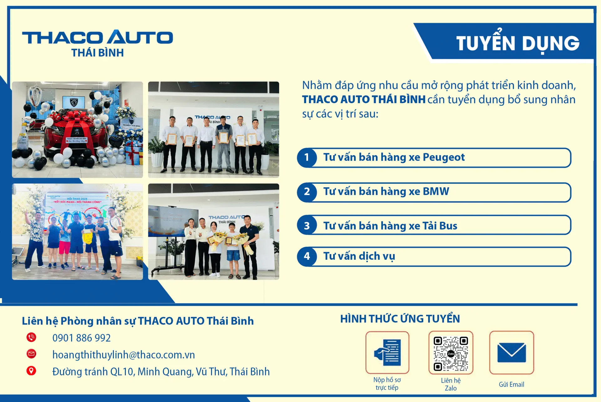 THACO AUTO THÁI BÌNH TUYỂN DỤNG NHÂN SỰ