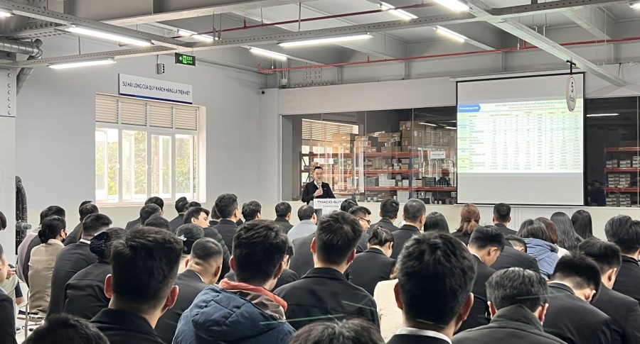 CHÀO CỜ THÁNG 03/2024: THACO AUTO THANH HÓA TỔNG KẾT HOẠT ĐỘNG KINH DOANH T2, ĐỊNH HƯỚNG PHÁT TRIỂN T3/24