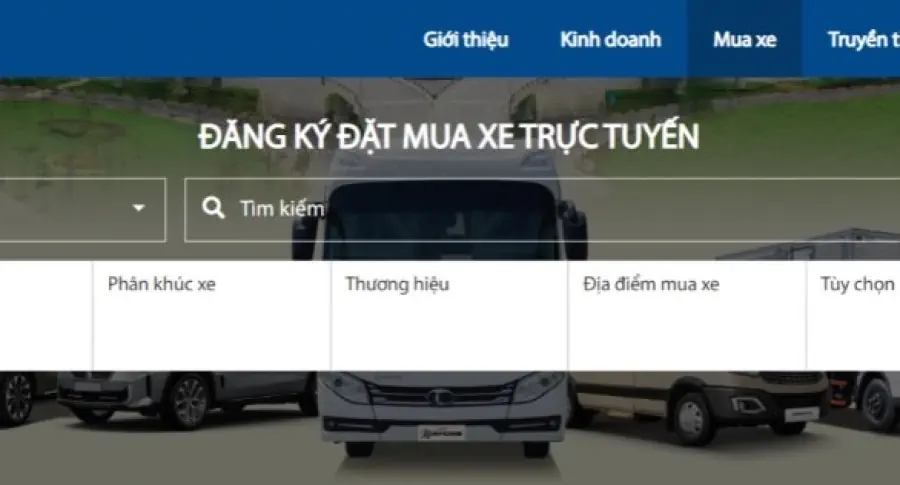 TRẢI NGHIỆM TÍNH NĂNG ĐẶT MUA XE TRỰC TUYẾN TRÊN WEBSITE THACO AUTO THANH HÓA