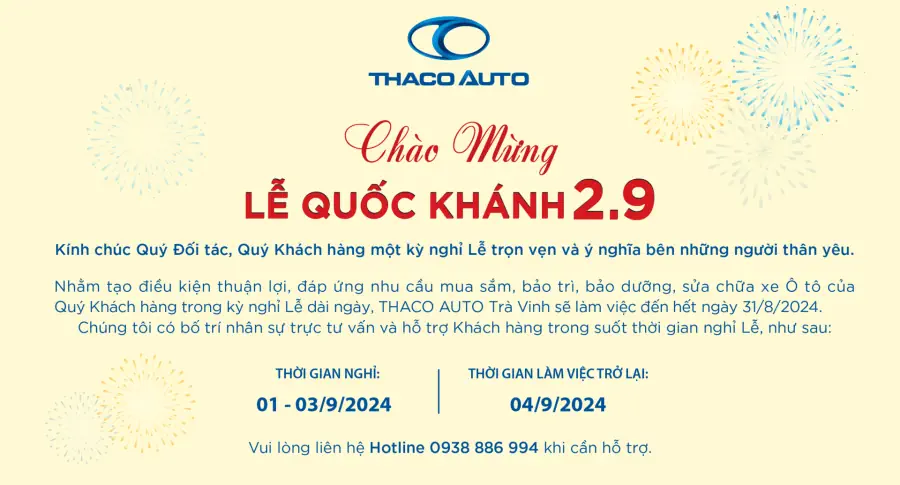 THACO AUTO TRÀ VINH CHÀO MỪNG LỄ QUỐC KHÁNH 2/9