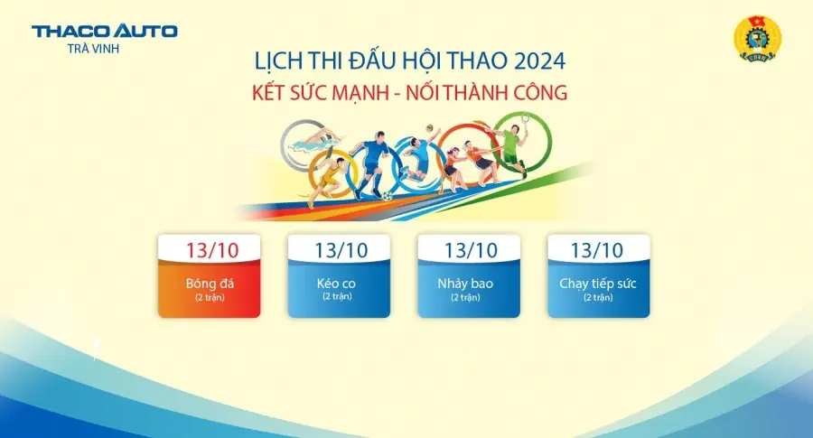 Lịch thi đấu Hội thao “Kết sức mạnh - Nối thành công” năm 2024 tại THACO AUTO Trà Vinh