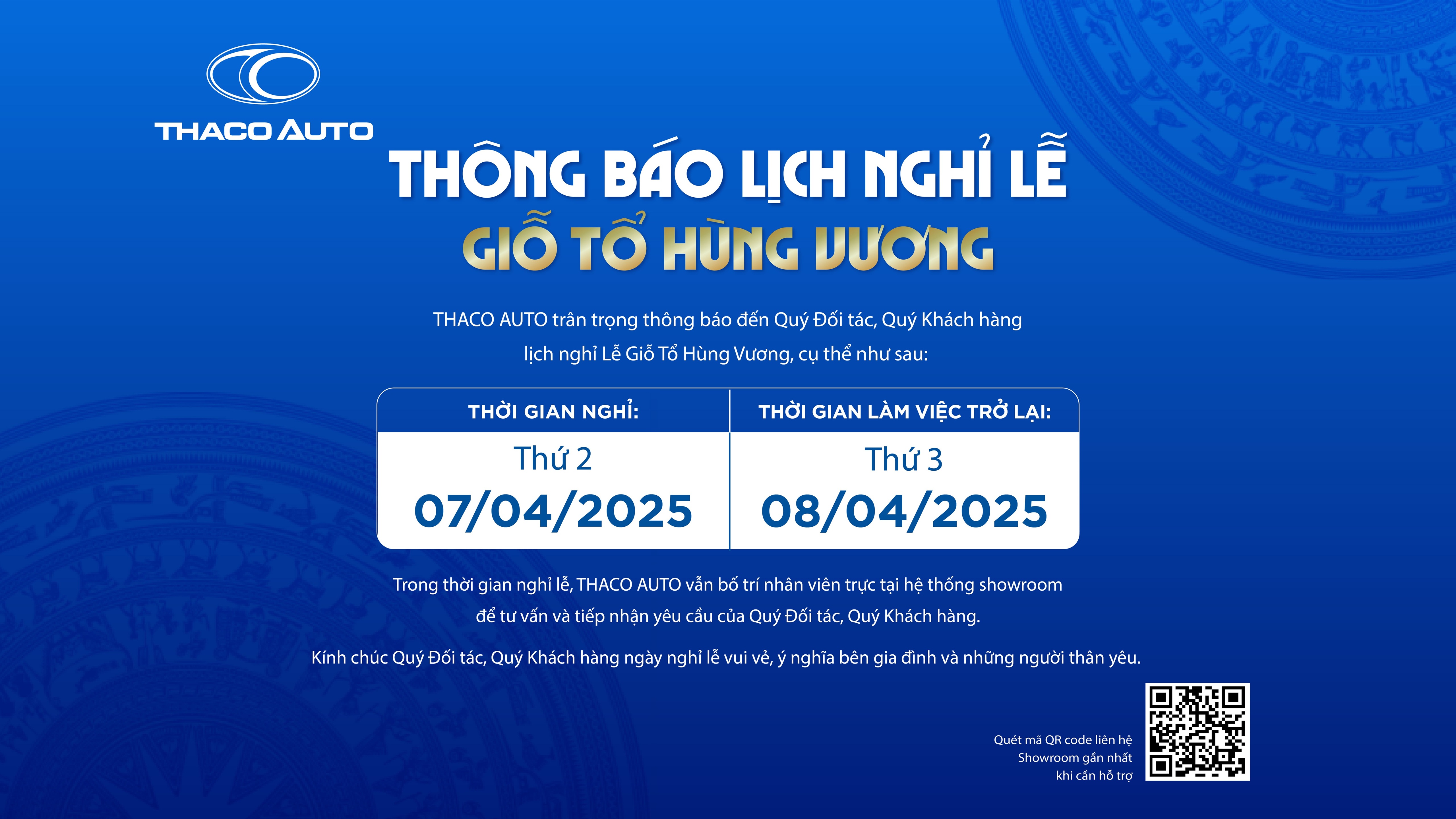 THÔNG BÁO LỊCH NGHỈ LỄ GIỖ TỔ HÙNG VƯƠNG