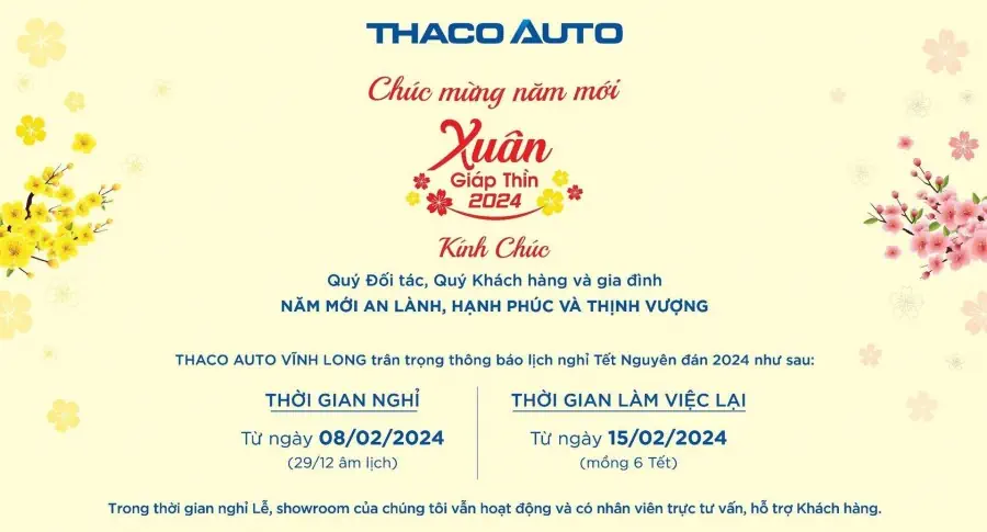 THÔNG BÁO LỊCH NGHỈ TẾT NGUYÊN ĐÁN 2024