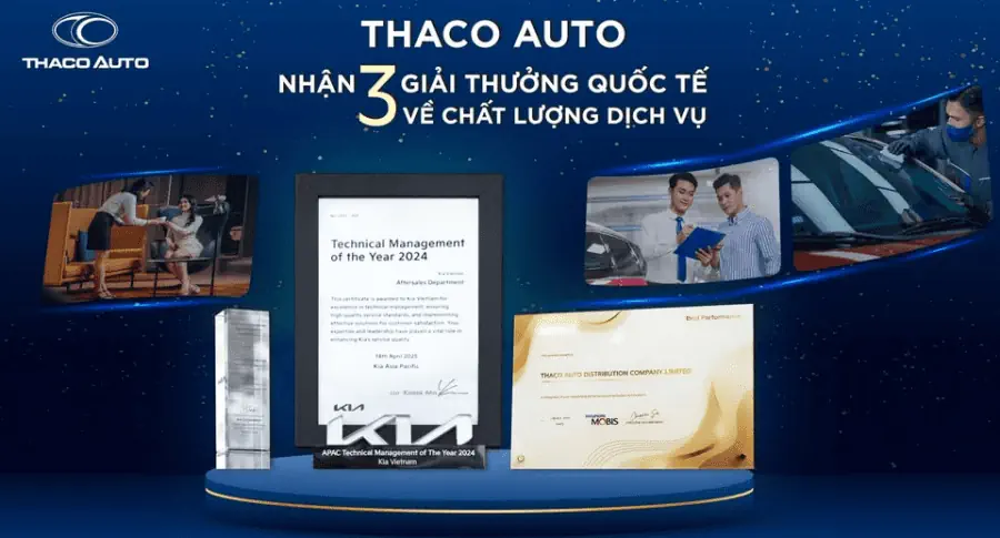 THACO AUTO nhận 3 giải thưởng quốc tế về chất lượng dịch vụ