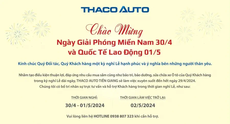 THÔNG BÁO LỊCH HOẠT ĐỘNG TRONG DỊP LỄ 30/04 - 01/05